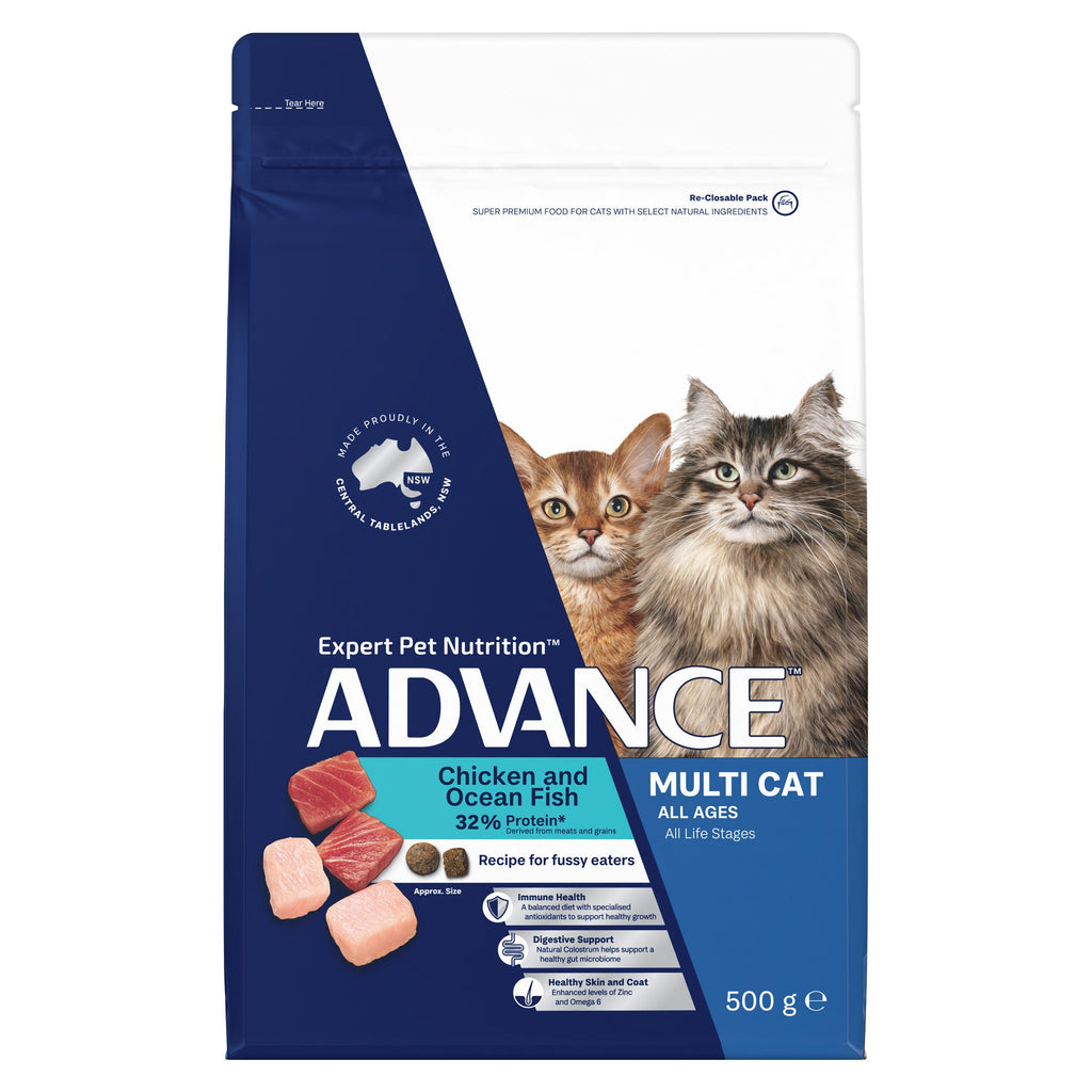 Advance Chicken and Ocean Fish Adult Cat Dry Food 2kg-Habitat Pet Supplies