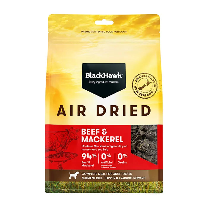 Black Hawk Air Dried Beef and Mackerel Dry Dog Food 450g ^._.^-Habitat Pet Supplies