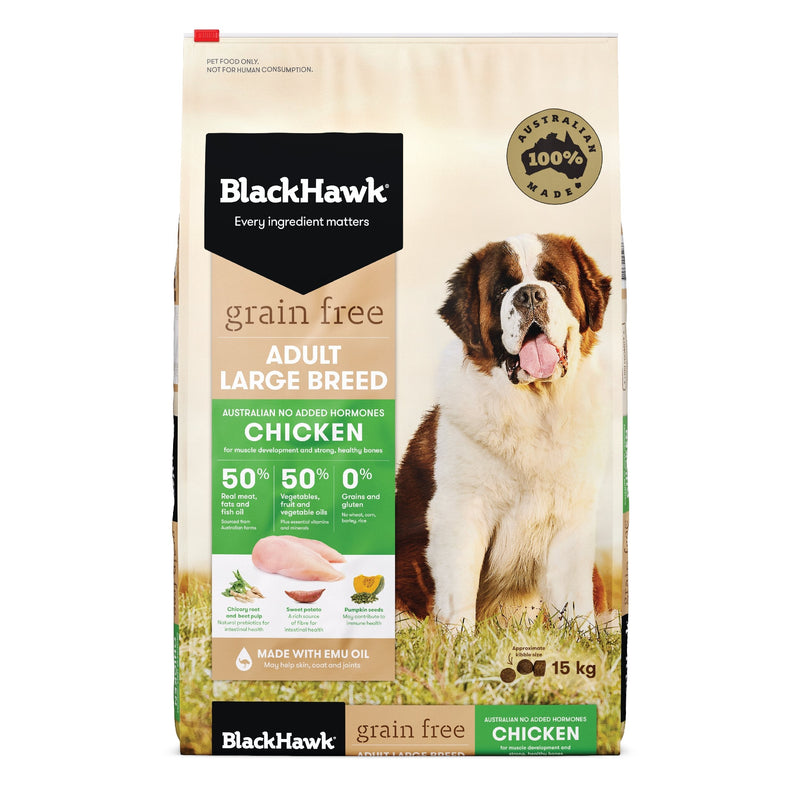 Black Hawk Grain Free Chicken Large Breed Dry Dog Food 15kg ^._.^