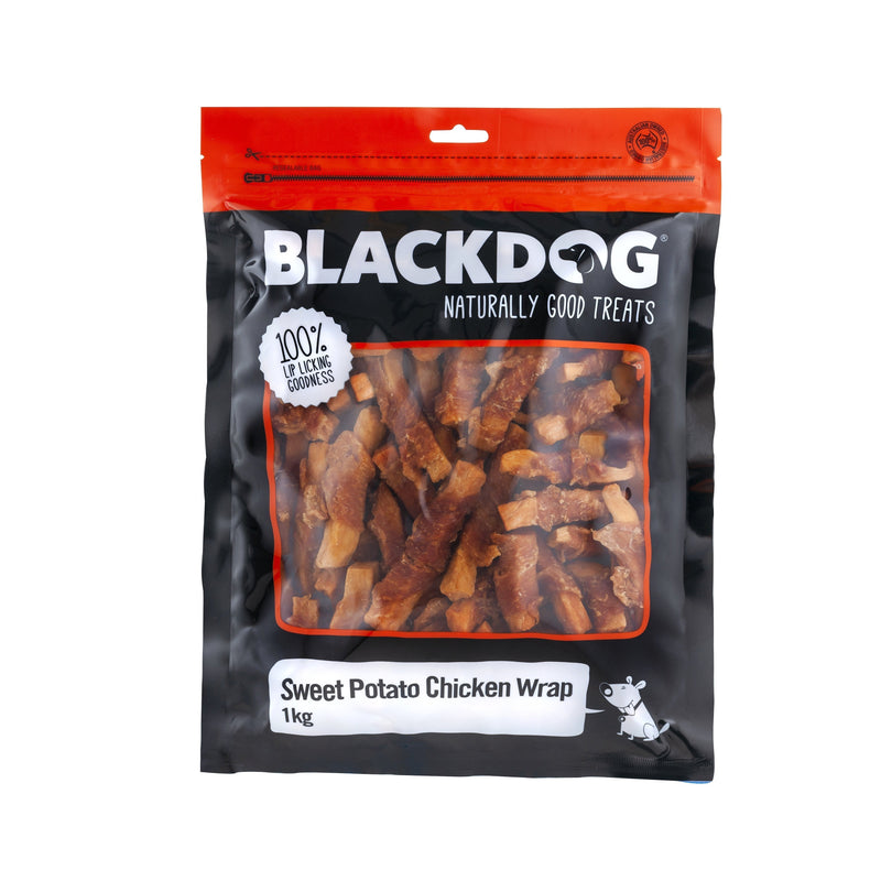 Blackdog Sweet Potato and Chicken Wraps Dog Treats 1kg ^._.^-Habitat Pet Supplies