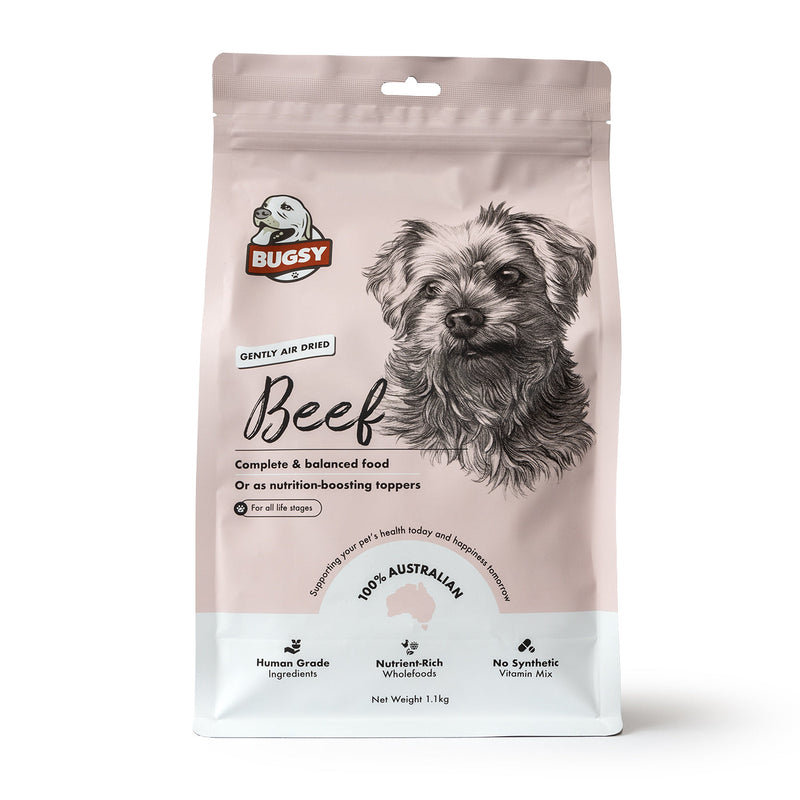 Bugsy Beef Air Dried Raw Dog Food 1.1kg ^._.^-Habitat Pet Supplies