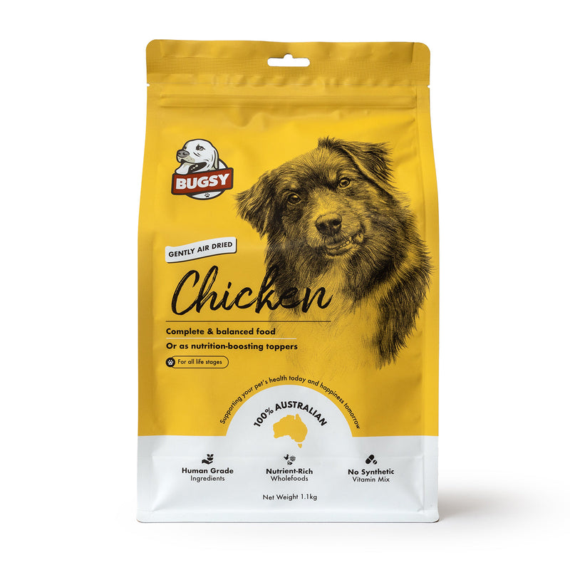 Bugsy Chicken Air Dried Raw Dog Food 1.1kg ^._.^-Habitat Pet Supplies