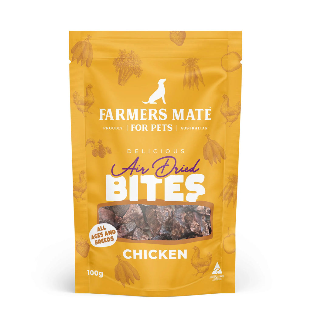 Farmers Mate Chicken Air Dried Bites Dog Treats 100g-Habitat Pet Supplies