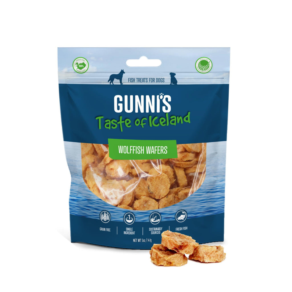 Gunnis Taste of Iceland Wolffish Wafers Dog Treats 141g-Habitat Pet Supplies