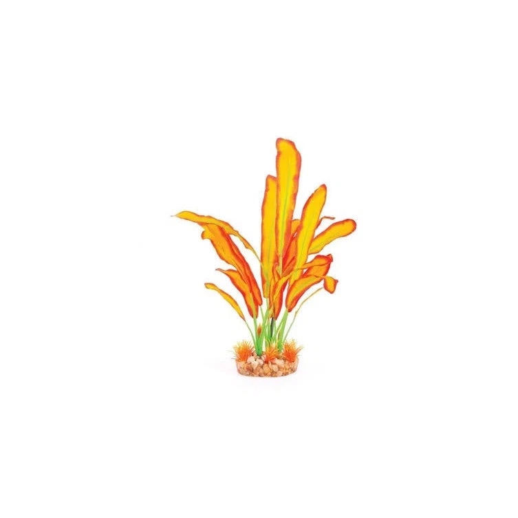 Kazoo Aquarium Artificial Plant Purple or Orange Silk with Thin Leaves Small