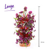 Kazoo Aquarium Artificial Plant with Thin Leaves and Maroon Flowers Large