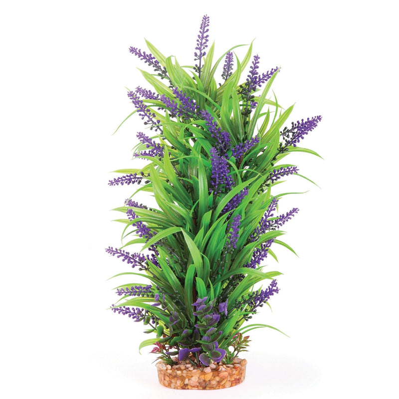 Kazoo Aquarium Artificial Plant with Thin Leaves and Purple Flowers Extra Large-Habitat Pet Supplies