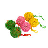 Kazoo Bird Toy Coloured Wicker Ball with Crinkle and Sisal Large 6 Pack-Habitat Pet Supplies