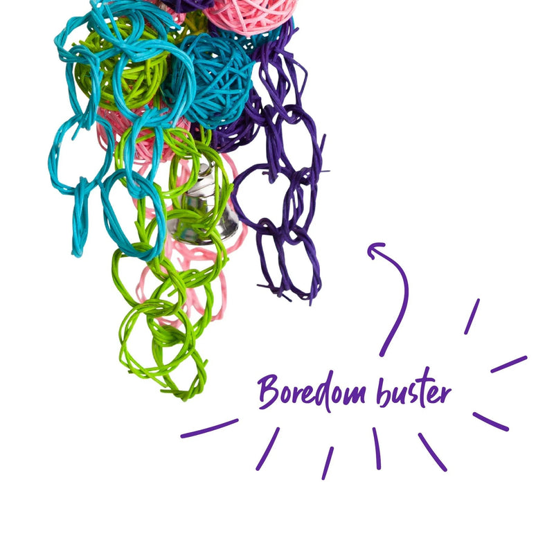 Kazoo Bird Toy Wicker Ball Bouquet Large