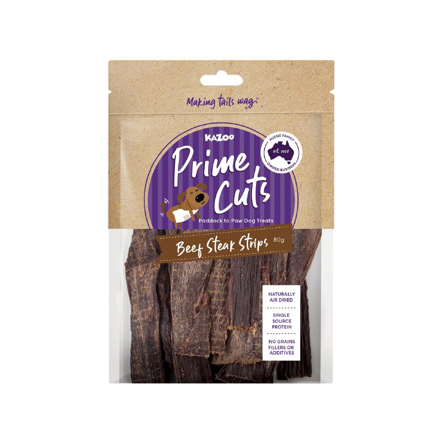 Kazoo Prime Cuts Beef Steak Strips Dog Treats 80g-Habitat Pet Supplies