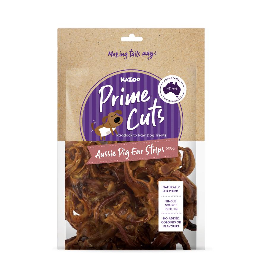 Kazoo Prime Cuts Pigs Ear Strips Dog Treats 500g-Habitat Pet Supplies