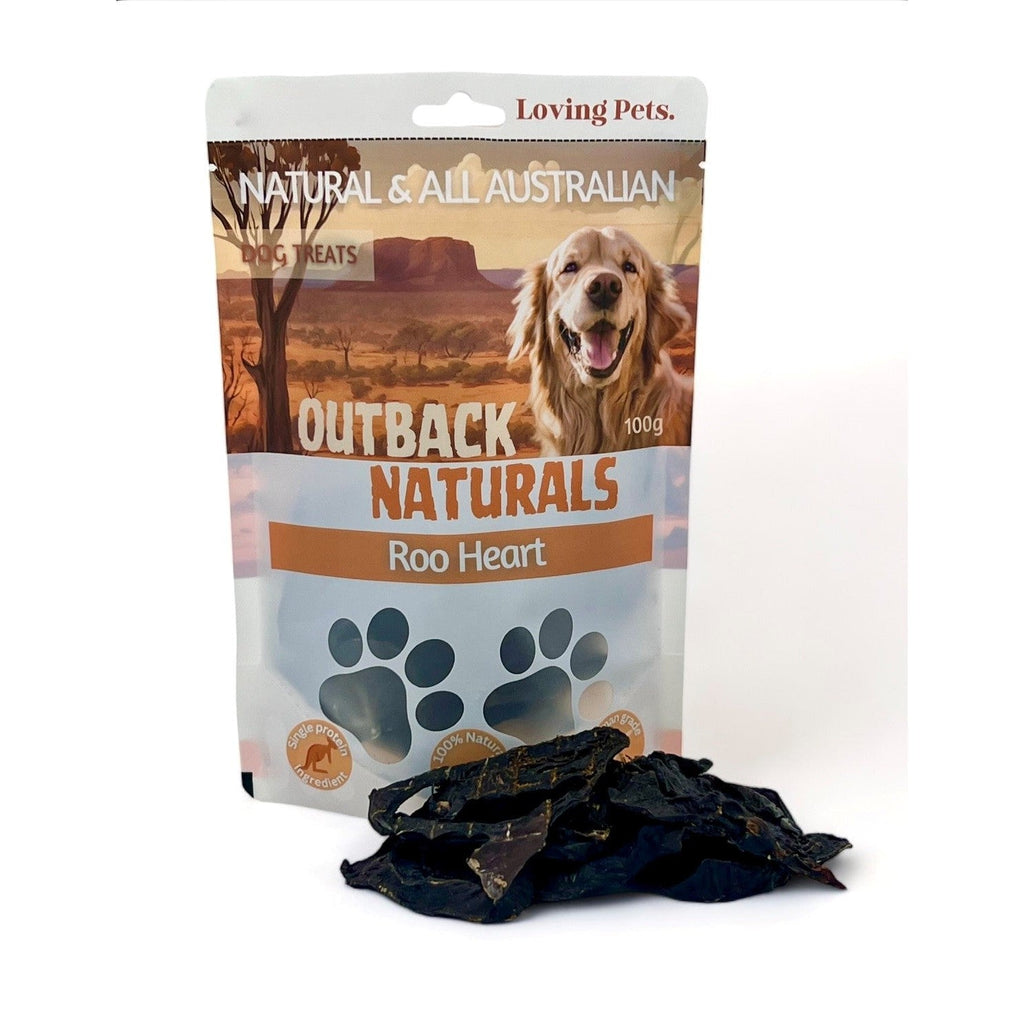 Loving Pets Outback Naturals Kangaroo Heart Dog Treats 100g-Habitat Pet Supplies