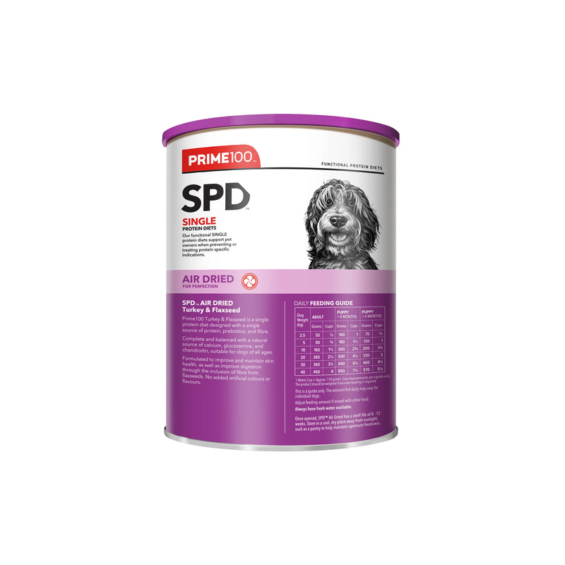PRIME 100 SPD Air Dried Turkey and Flaxseed Dog Food 600g