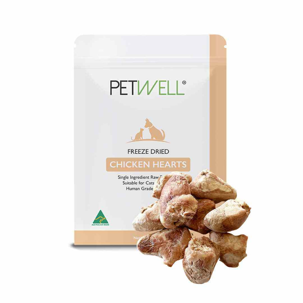PetWell Freeze Dried Chicken Heart Treats for Dogs and Cats 80g *!*!*-Habitat Pet Supplies