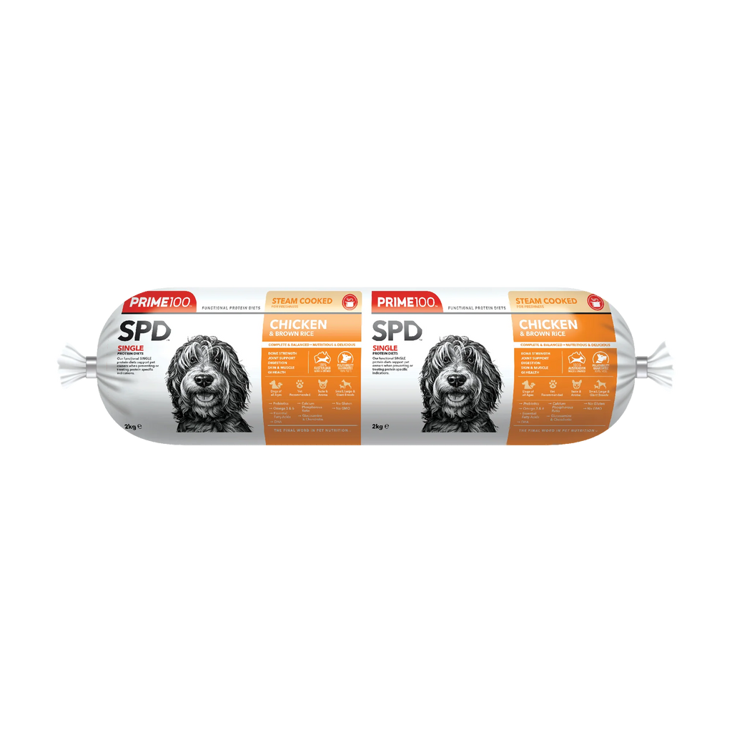 Prime 100 Dog SPD Chicken and Brown Rice Roll 2kg-Habitat Pet Supplies
