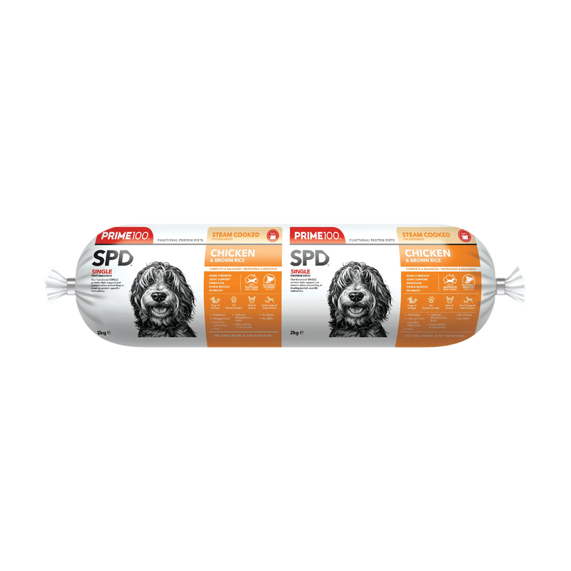 Prime 100 Dog SPD Chicken and Brown Rice Roll 2kg-Habitat Pet Supplies