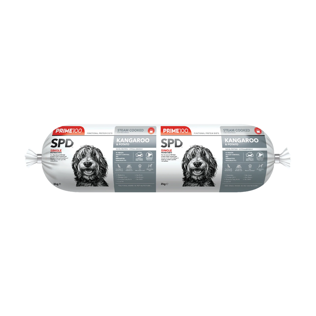 Prime 100 Dog SPD Kangaroo and Potato Roll 2kg-Habitat Pet Supplies