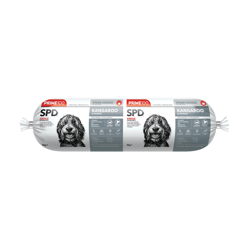 Prime 100 Dog SPD Kangaroo and Potato Roll 2kg-Habitat Pet Supplies