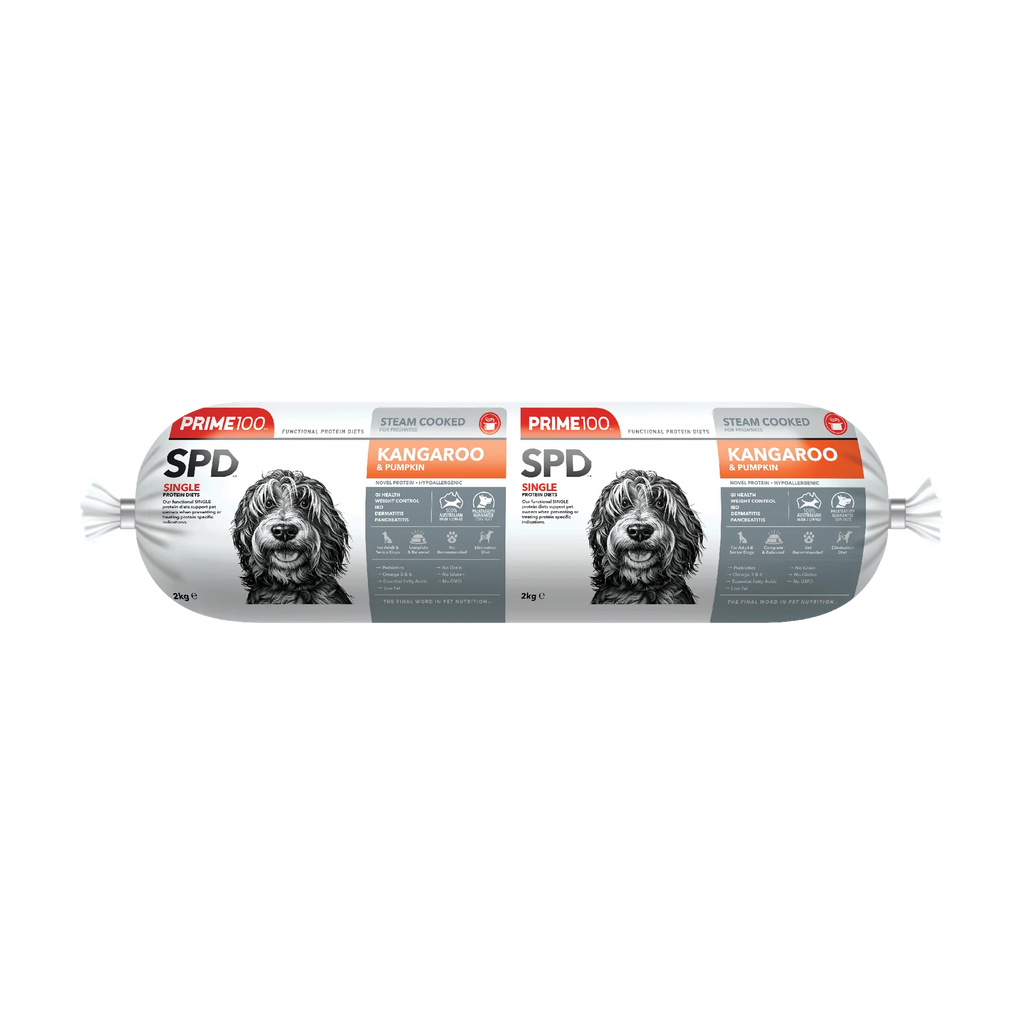 Prime 100 Dog SPD Kangaroo and Pumpkin Roll 2kg-Habitat Pet Supplies