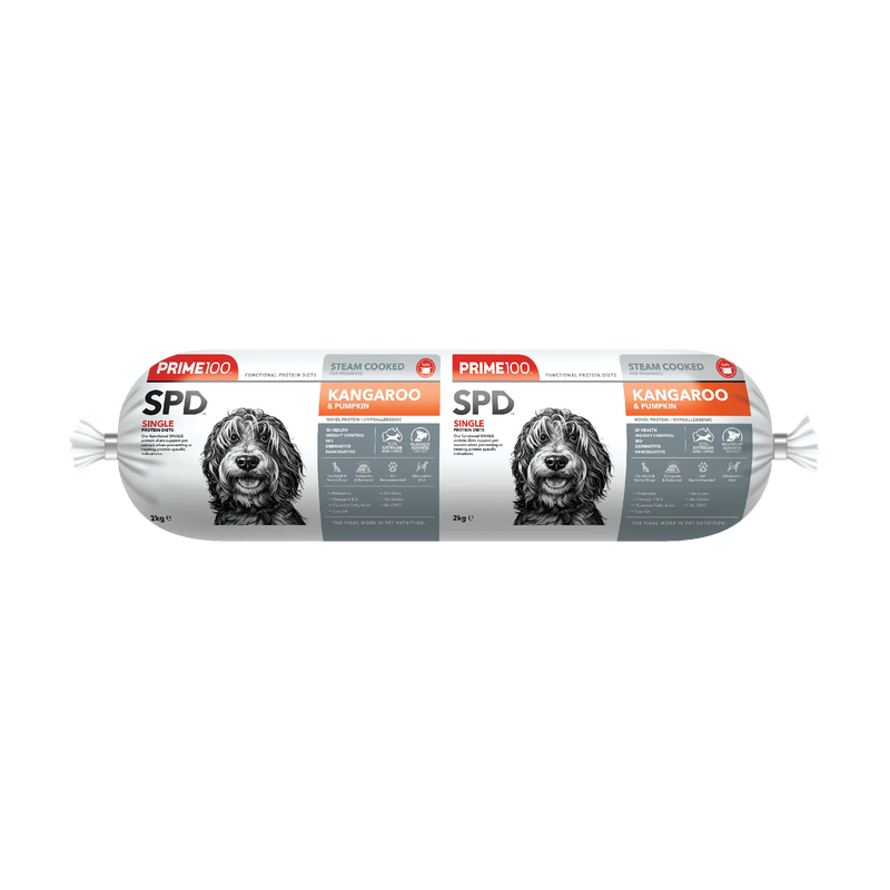 Prime 100 Dog SPD Kangaroo and Pumpkin Roll 2kg-Habitat Pet Supplies