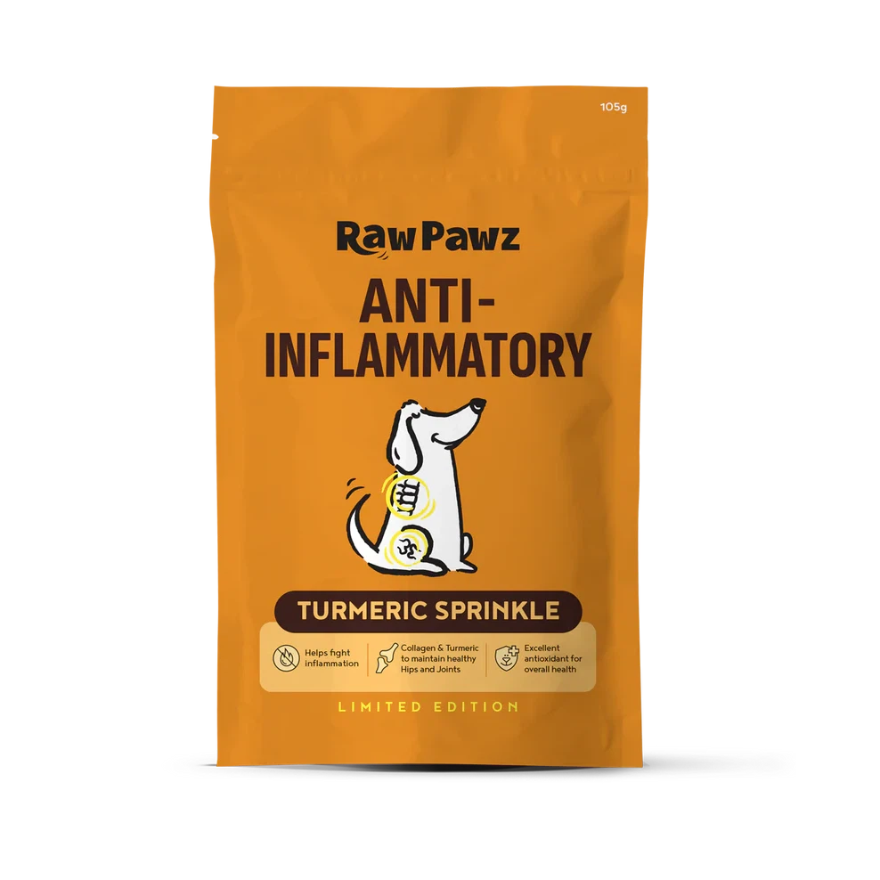 Raw Pawz Anti Inflammatory Turmeric Collagen and Black Pepper Sprinkle Meal Topper 105g-Habitat Pet Supplies