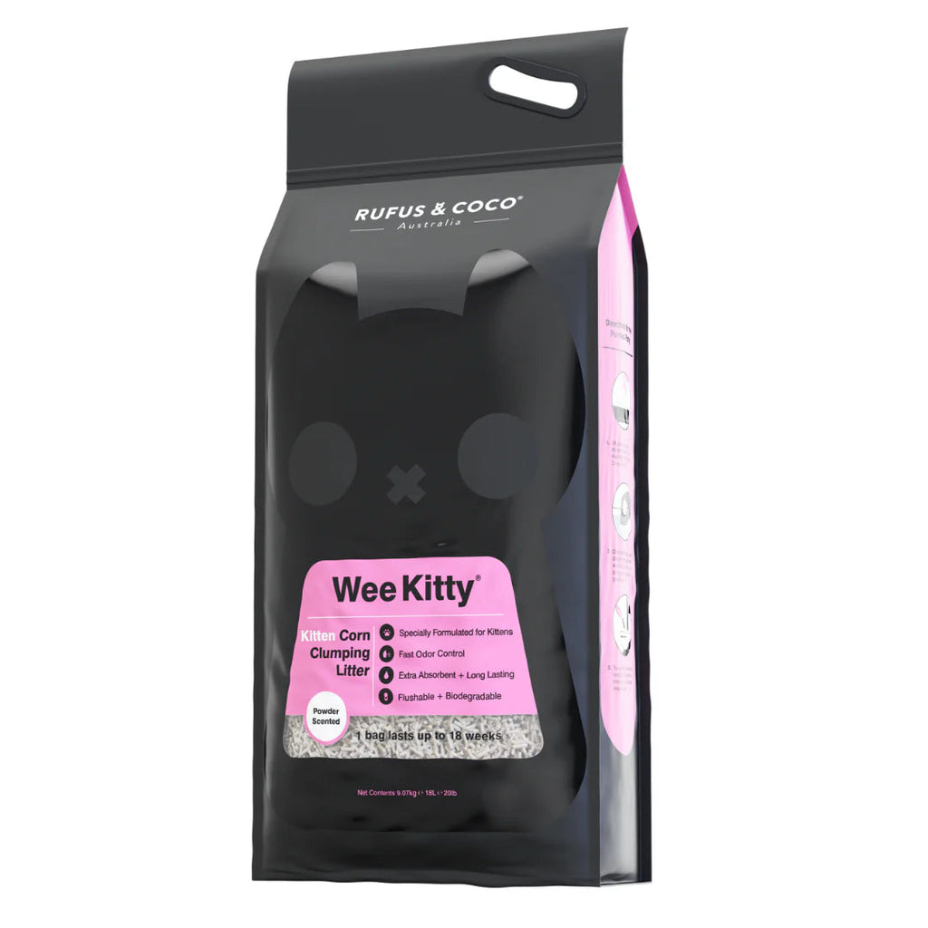 Rufus & Coco Wee Kitty Corn Clumping Kitten Cat Litter 9kg-Habitat Pet Supplies