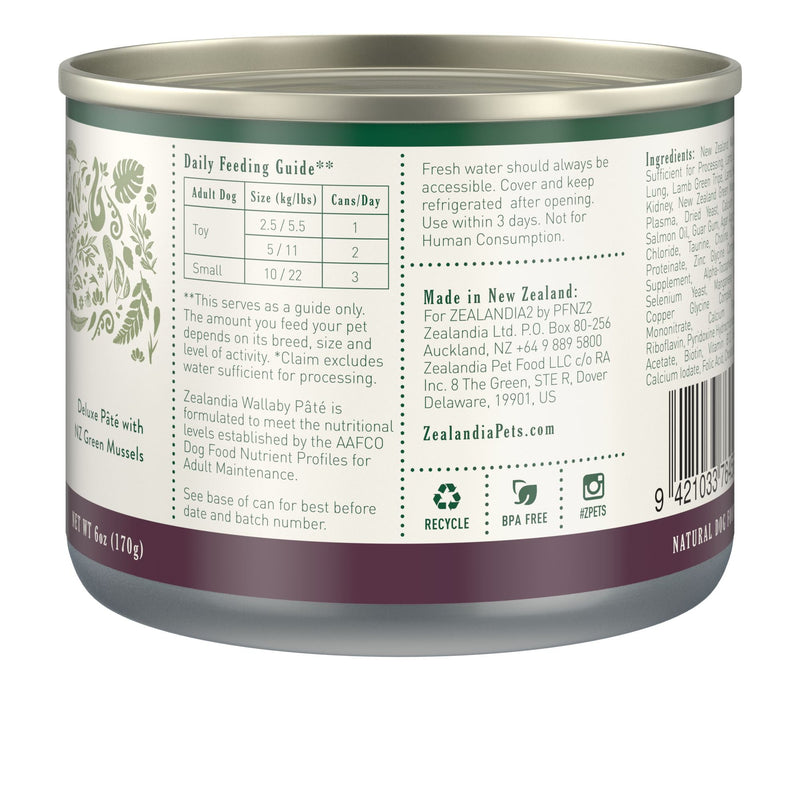 Zealandia Wallaby Pate Adult Dog Wet Food 170g