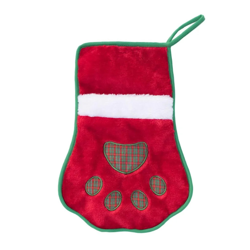 Zippy Paws Christmas Stocking Red Paw Print-Habitat Pet Supplies