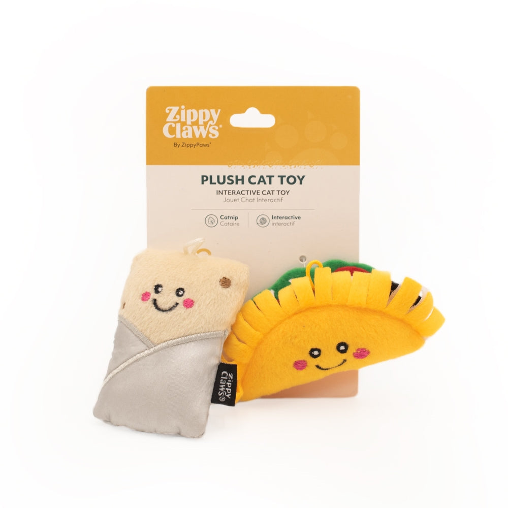 Zippy Paws Zippy Claws NomNomz Taco and Burrito Cat Toy 2 Pack***-Habitat Pet Supplies