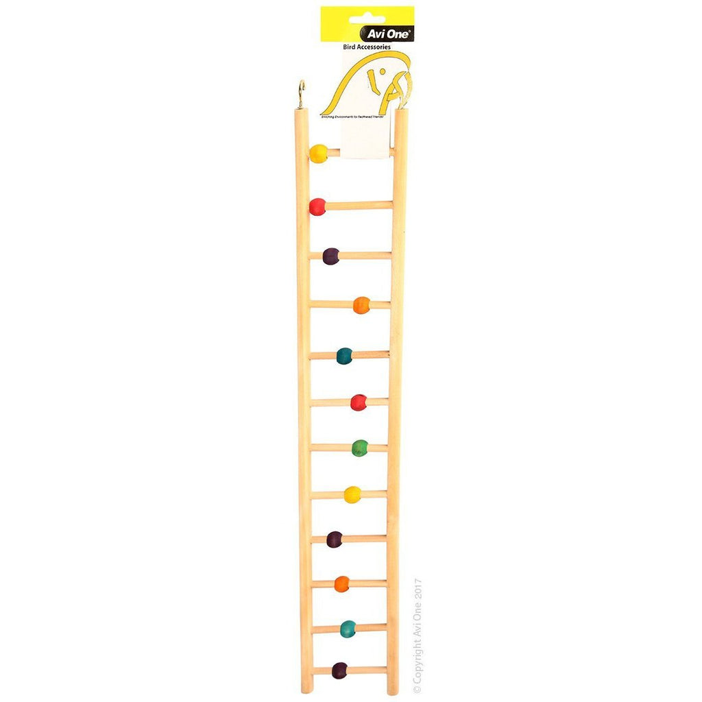 Avi One Wooden Ladder Bird Toy 12 Rung with Beads-Habitat Pet Supplies