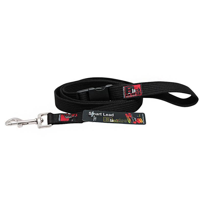 Black Dog Wear Plain Lead 1.8m 25mm Black-Habitat Pet Supplies