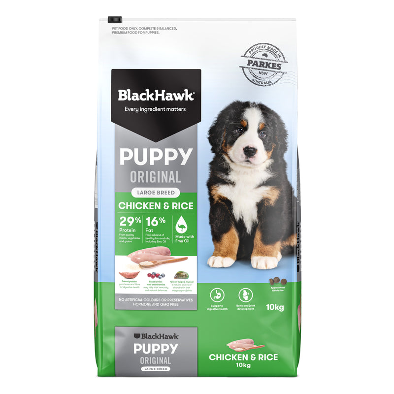 Black Hawk Chicken and Rice Large Breed Puppy Dry Dog Food 10kg ^._.^-Habitat Pet Supplies