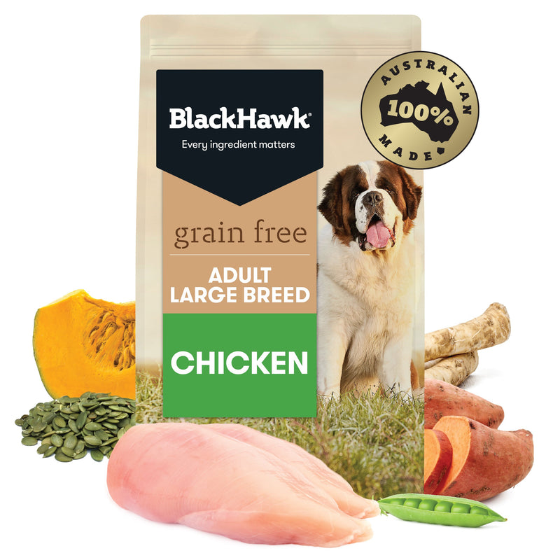 Black Hawk Grain Free Chicken Large Breed Dry Dog Food 15kg ^._.^-Habitat Pet Supplies