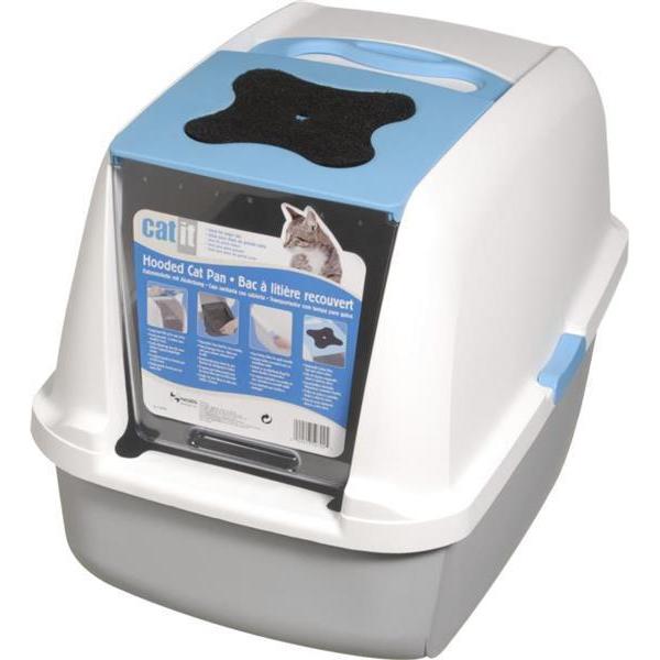 Catit Deluxe Hooded Cat Litter Tray Blue-Habitat Pet Supplies