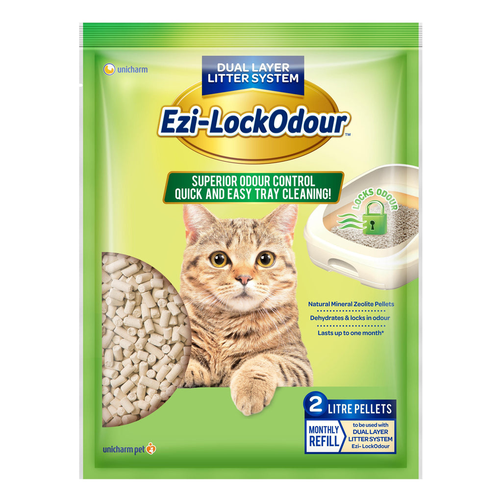 Ezi-LockOdour Dual Layer Cat Litter System Natural Zeolite Cat Litter Pellets 2kg-Habitat Pet Supplies