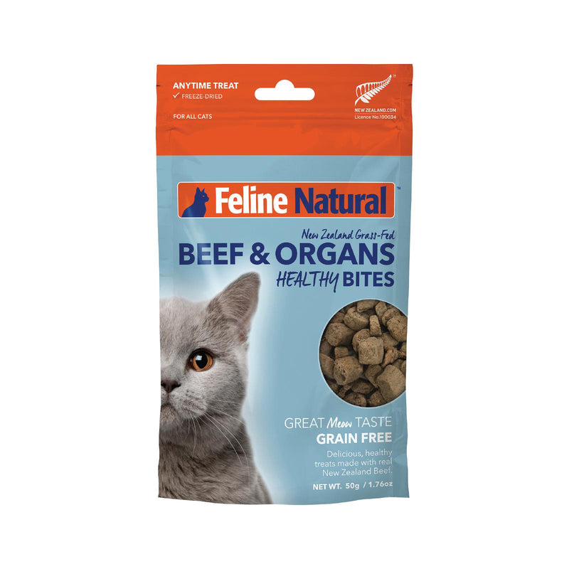 Feline Natural Beef Healthy Bites Freeze Dried Cat Treats 50g^^^-Habitat Pet Supplies