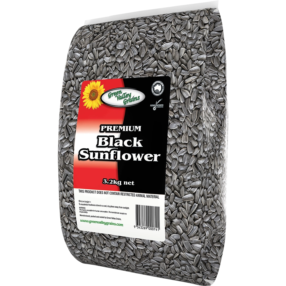Green Valley Grains Black Sunflower Seed for Birds 3.2kg-Habitat Pet Supplies