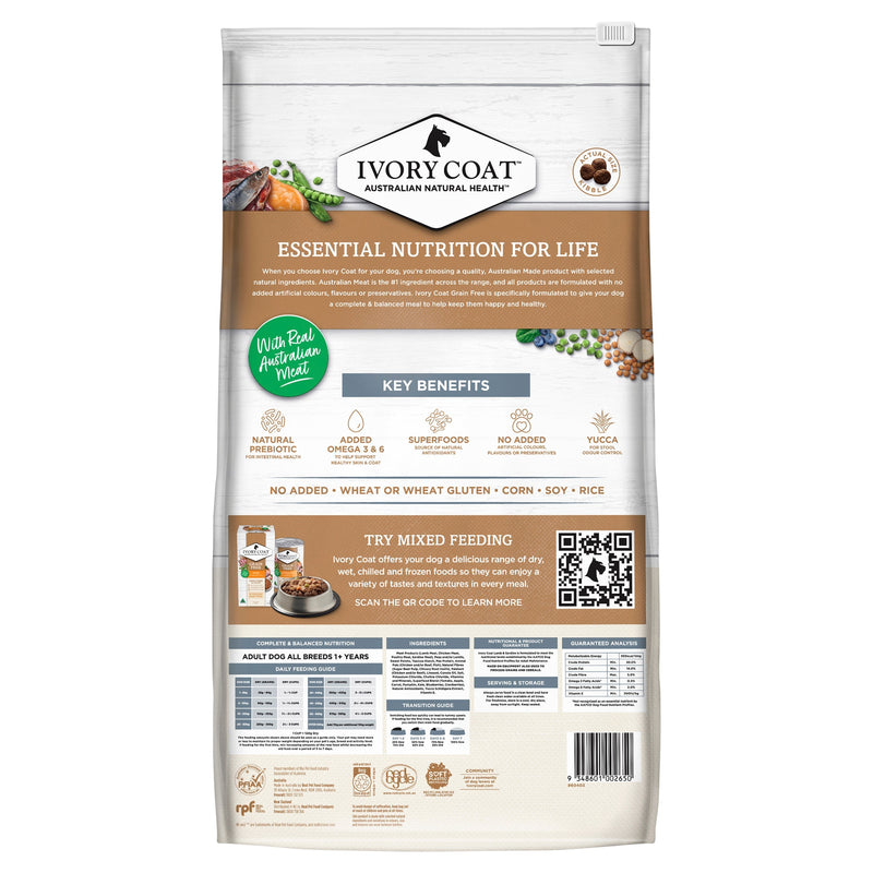 Ivory Coat Grain Free Lamb and Sardine Adult Dog Dry Food 13kg