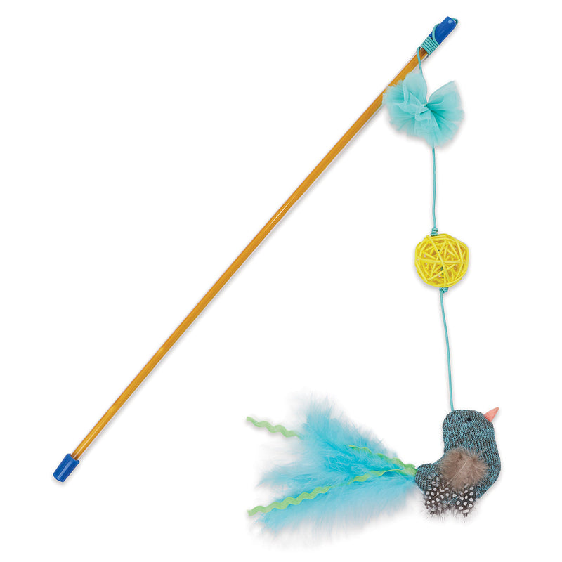 Kazoo Bluebird Chase and Play Wand Cat Toy ^._.^-Habitat Pet Supplies