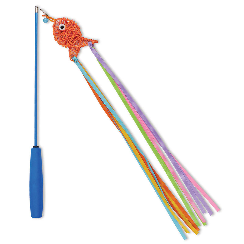 Kazoo Streamer Fish Play and Catch Wand Cat Toy ^._.^-Habitat Pet Supplies