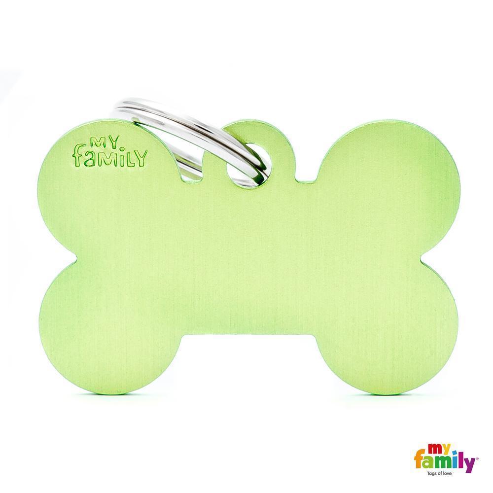 My Family Basic Bone Large Lime Dog Tag with Free Engraving-Habitat Pet Supplies