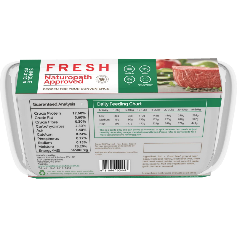 Natural Animal Solutions FreshRAW Beef Dog Food 900g*** Habitat Pet
