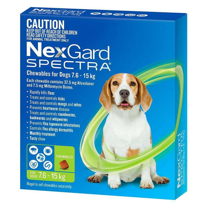 Nexgard Spectra Dog 7.6-15kg Green 6 Pack-Habitat Pet Supplies