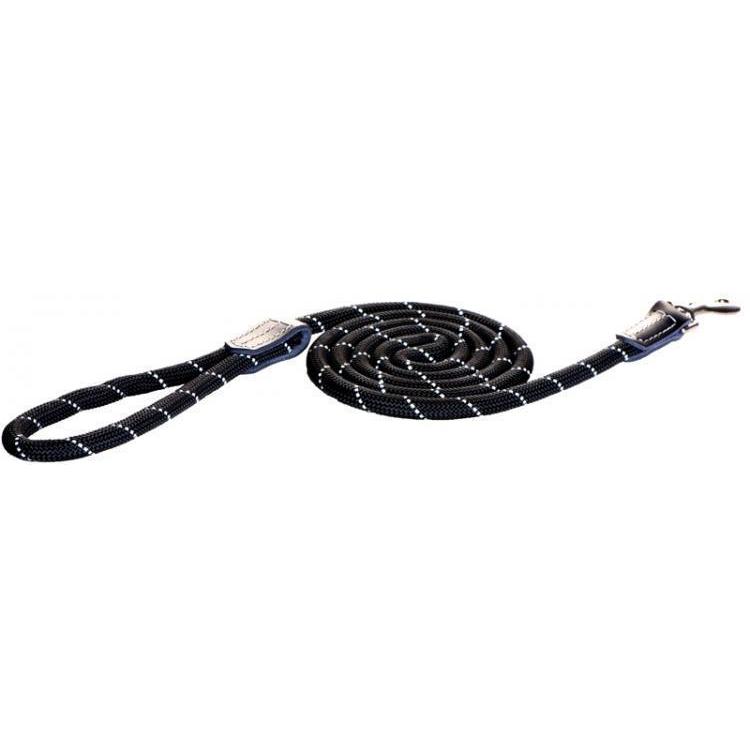 Rogz Classic Large Rope Dog Lead Black-Habitat Pet Supplies