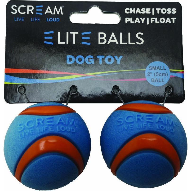 Scream Elite Ball Small Blue and Orange Dog Toy 2 Pack :->>-Habitat Pet Supplies