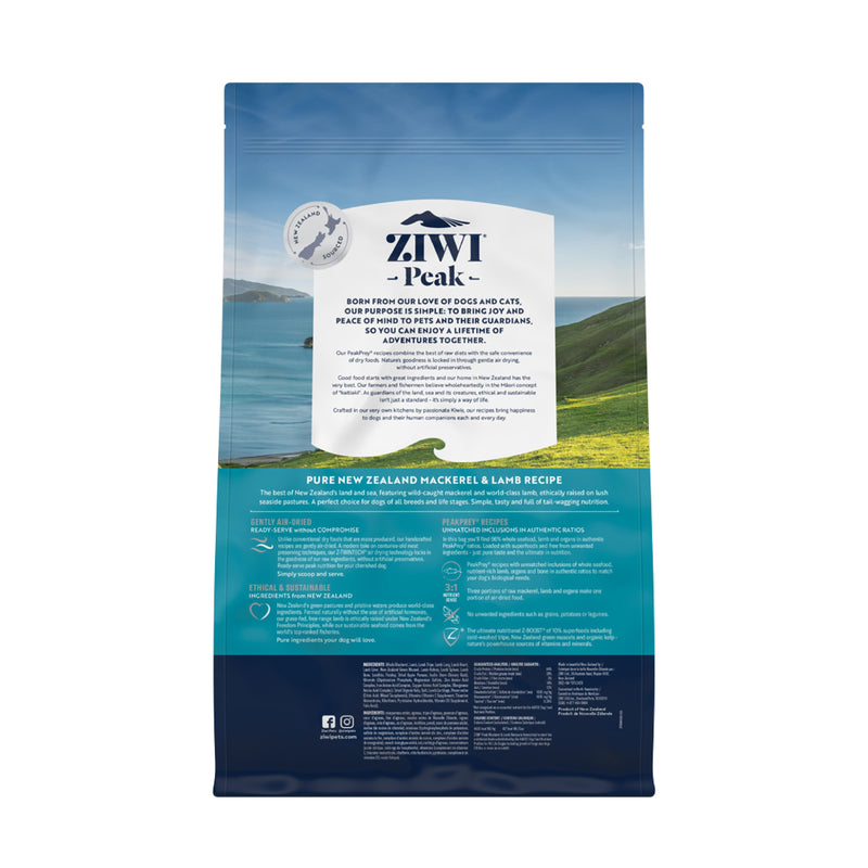 ZIWI Peak Air Dried Mackerel and Lamb Recipe Dog Food 4kg