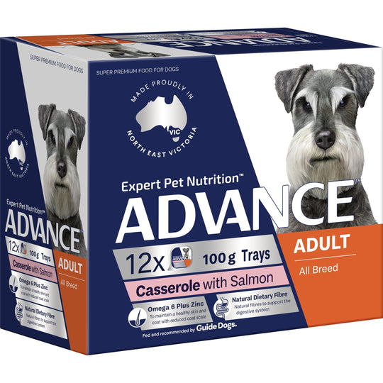 Advance Casserole with Salmon All Breed Adult Dog Wet Food 100g x 12
