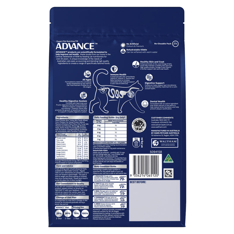 Advance Chicken and Ocean Fish Adult Cat Dry Food 2kg