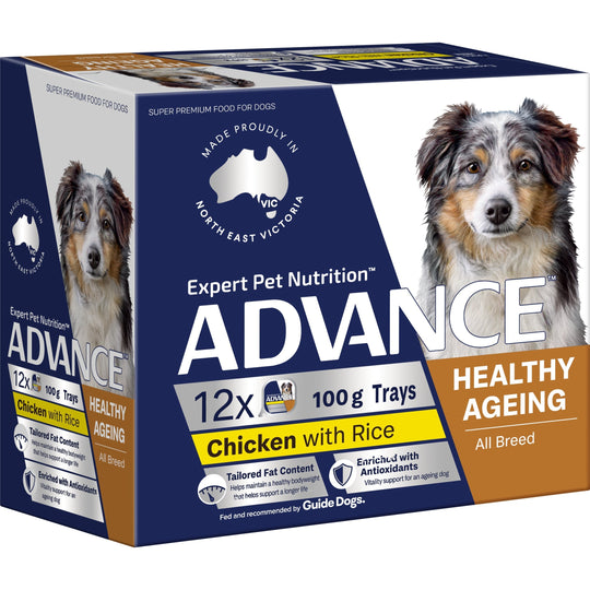 Advance Chicken and Rice Healthy Ageing All Breed Mature Dog Wet Food 100g x 12