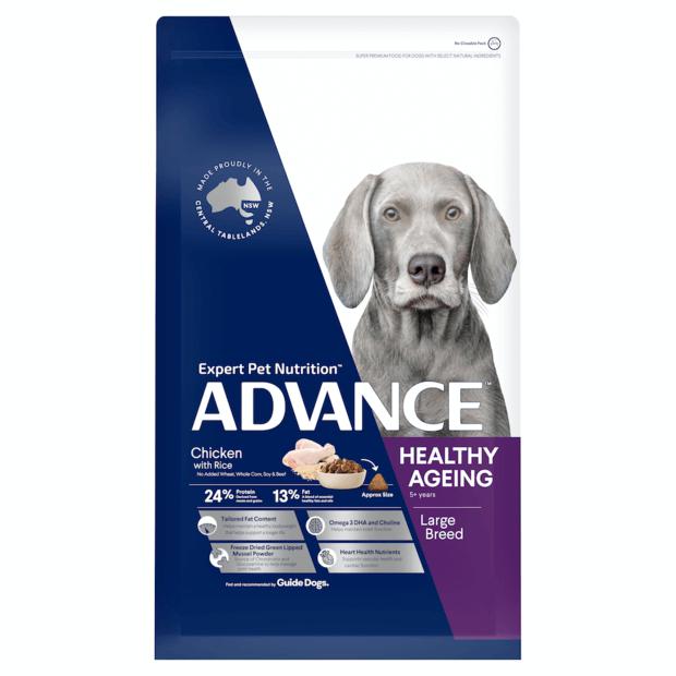 Advance Chicken and Rice Healthy Ageing Large Breed Mature Dog Dry Food 15kg^^^-Habitat Pet Supplies